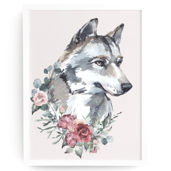 Other - Wall Art Watercolor Wolf Portrait Illustration Print Poster Unframed